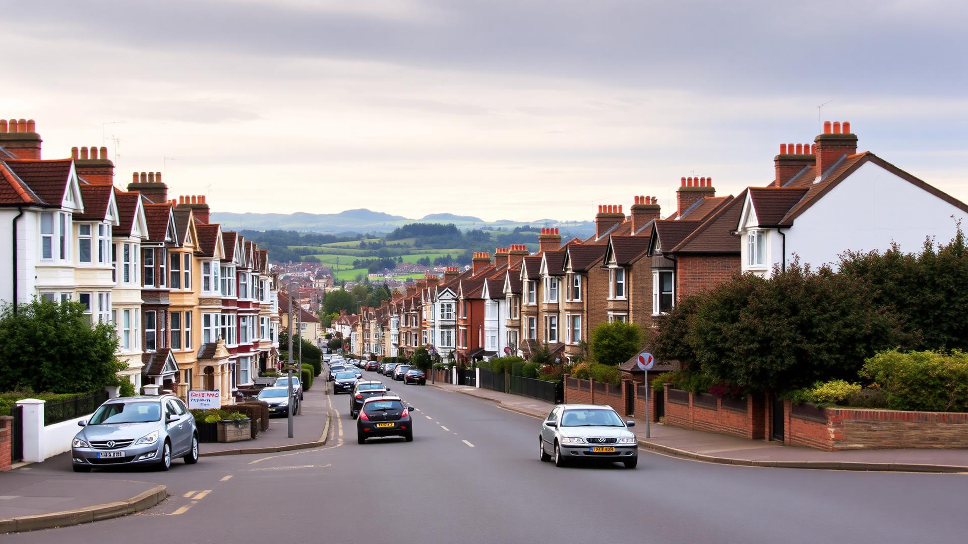 East Sussex residential street with Victorian and Edwardian houses and South Downs views