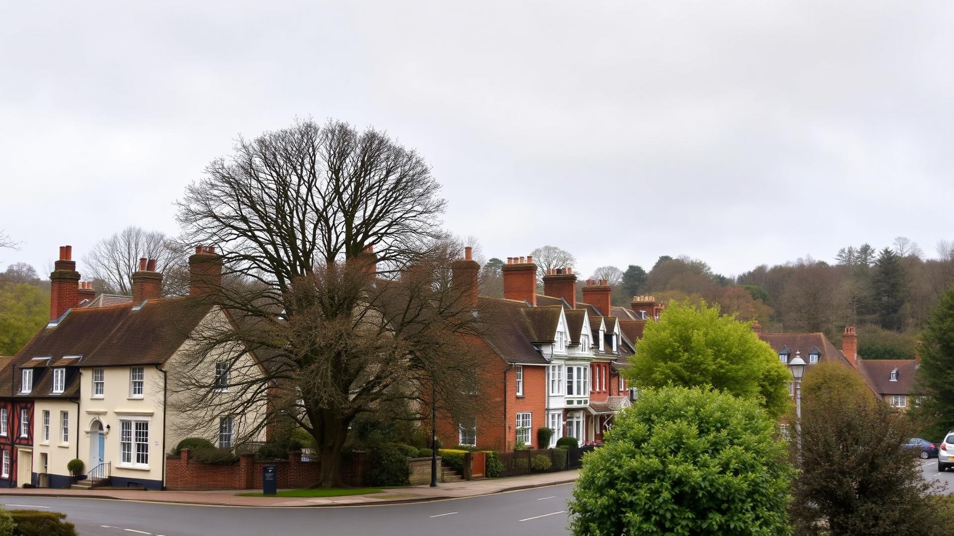 Reigate Surrey period properties and tree-lined residential streets