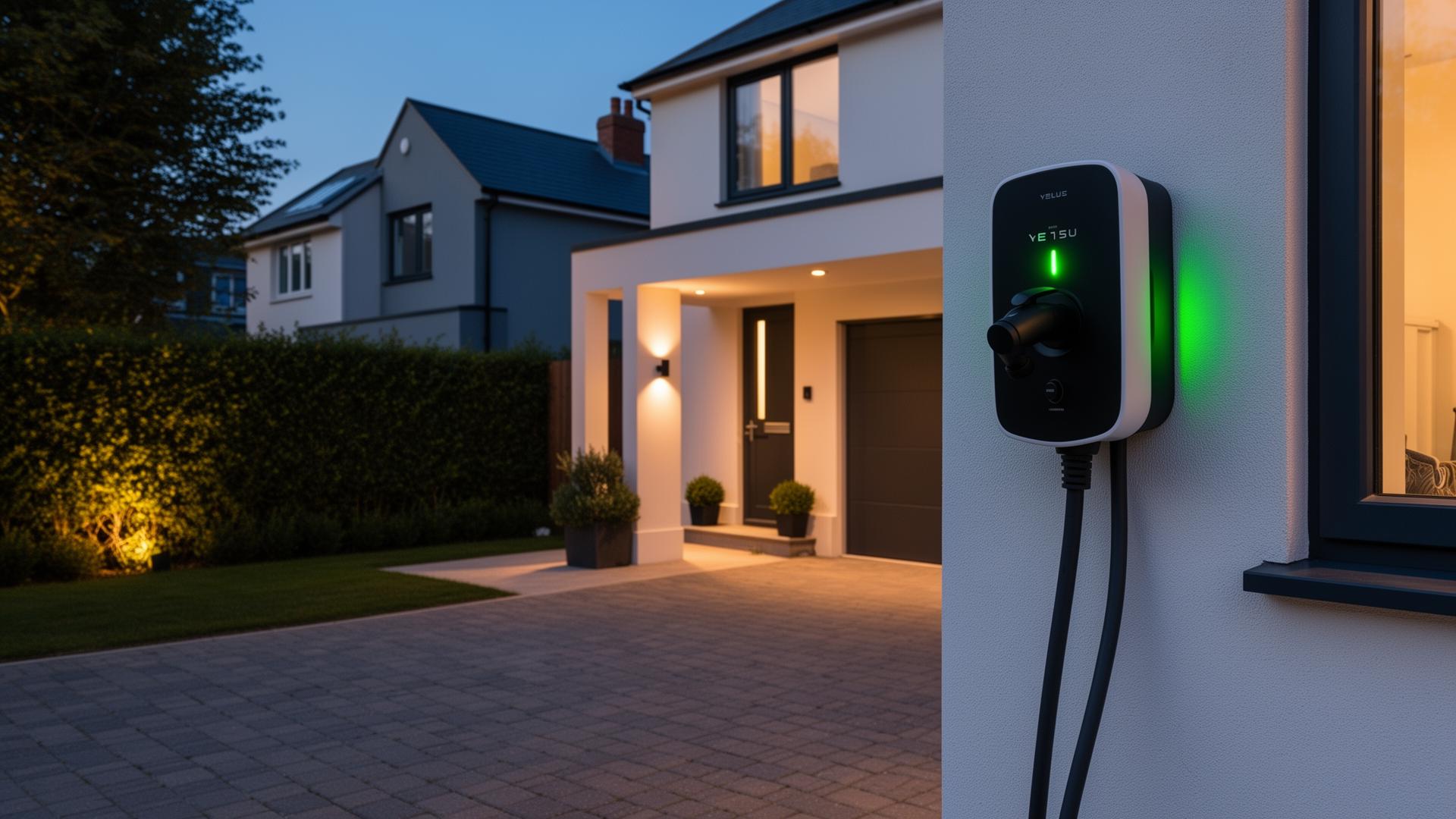Electric vehicle charger installed on a home exterior wall in Sussex